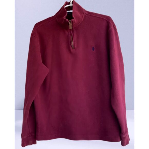 Polo Ralph Lauren Men's Maroon 1/4 Zip Pullover Sweater - Size L - Picture 3 of 5